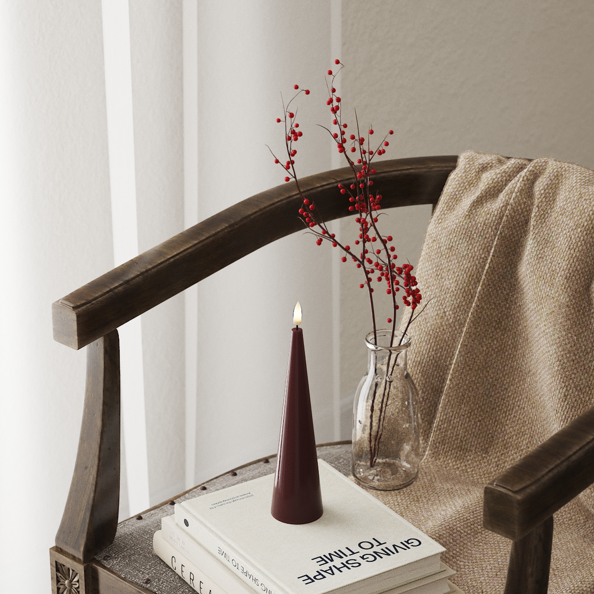 LED Kegelkerzen, 20 cm, Bordeaux – DeluxeHomeartShop