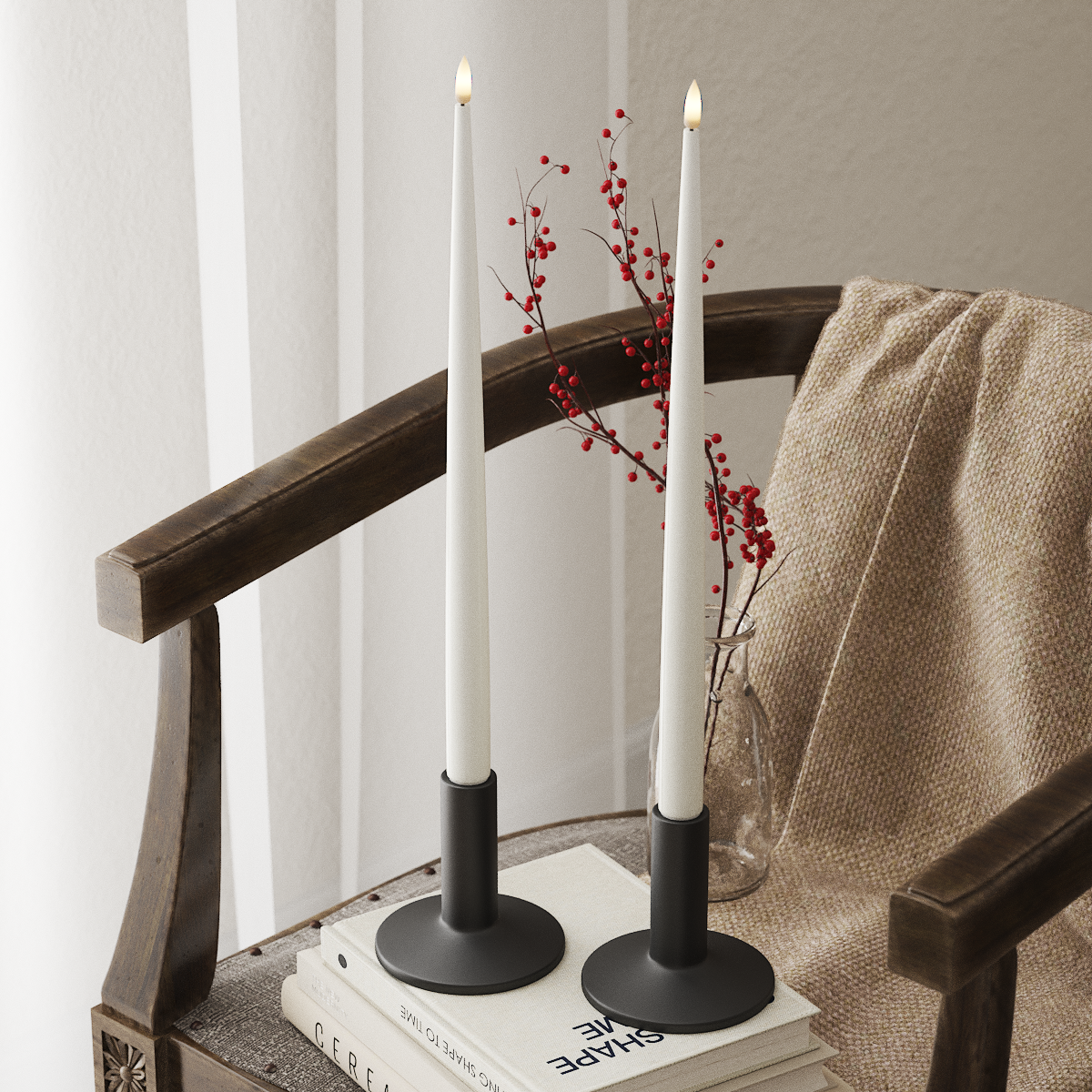 LED Shiny Dinner candle with varnish, 2 pieces (38 cm) White – DeluxeHomeartShop