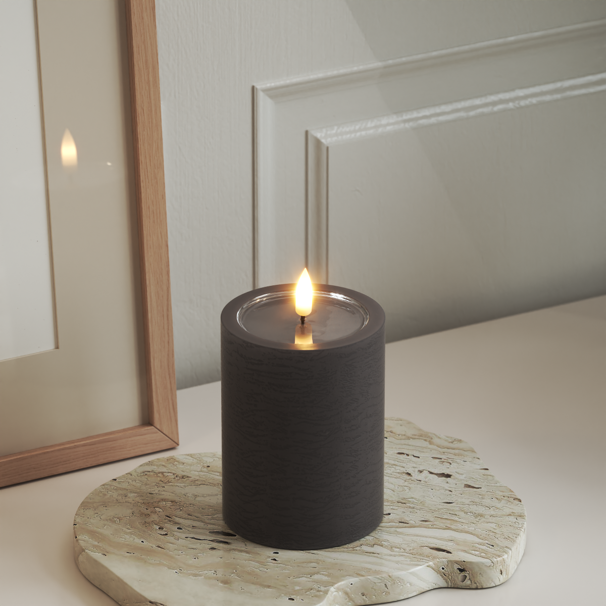 Unique LED Pillar candle D 7.5 x 10 cm Mocha – DeluxeHomeartShop