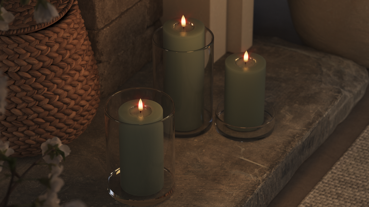 LED Blokker lys med naturtro LED flamme