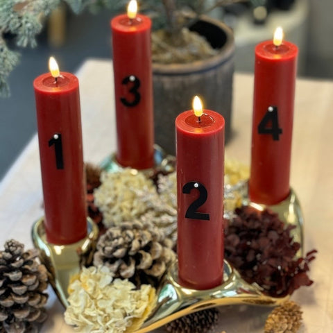 Advent package with block candles - 4 colors