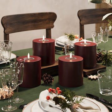 LED Pillar candle Ø 10 x 10 cm Burgundy - 4 pcs