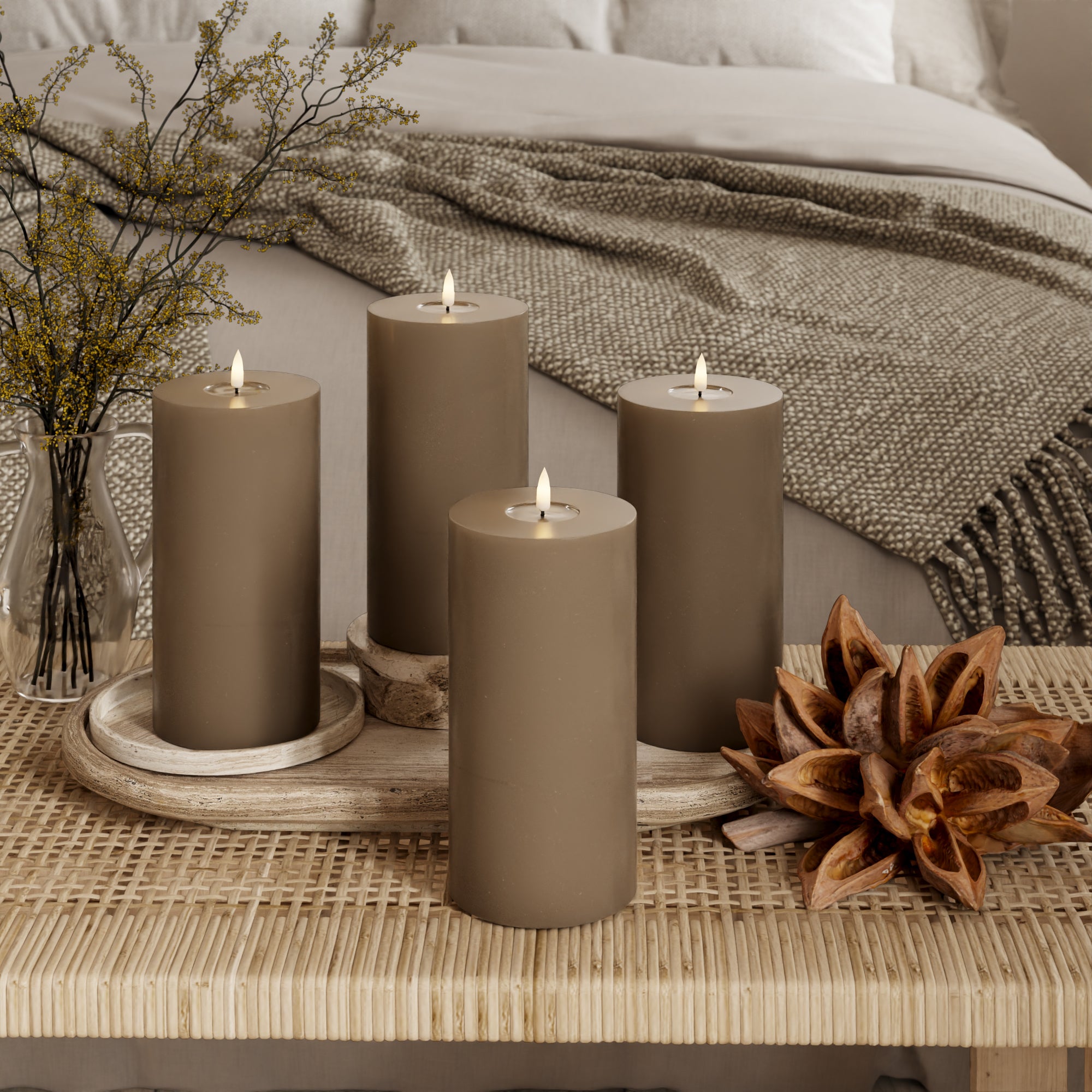 LED Pillar candle Ø 10 x 20 cm Caramel - 4 pcs