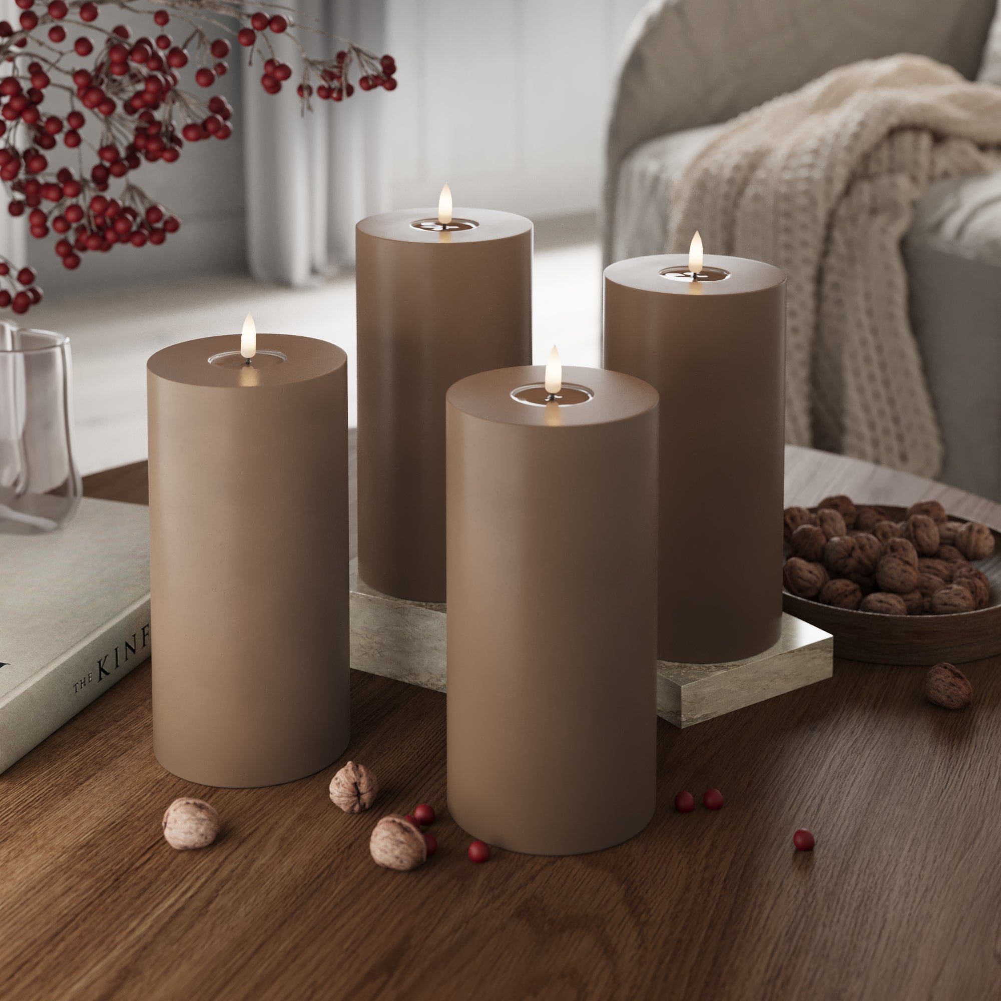 LED Pillar candle Ø 10 x 20 cm Caramel - 4 pcs