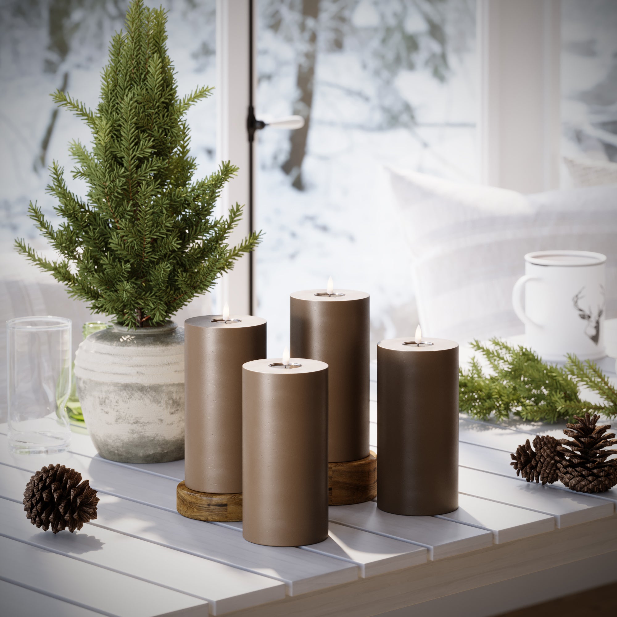 LED Pillar candle Ø 10 x 20 cm Caramel - 4 pcs