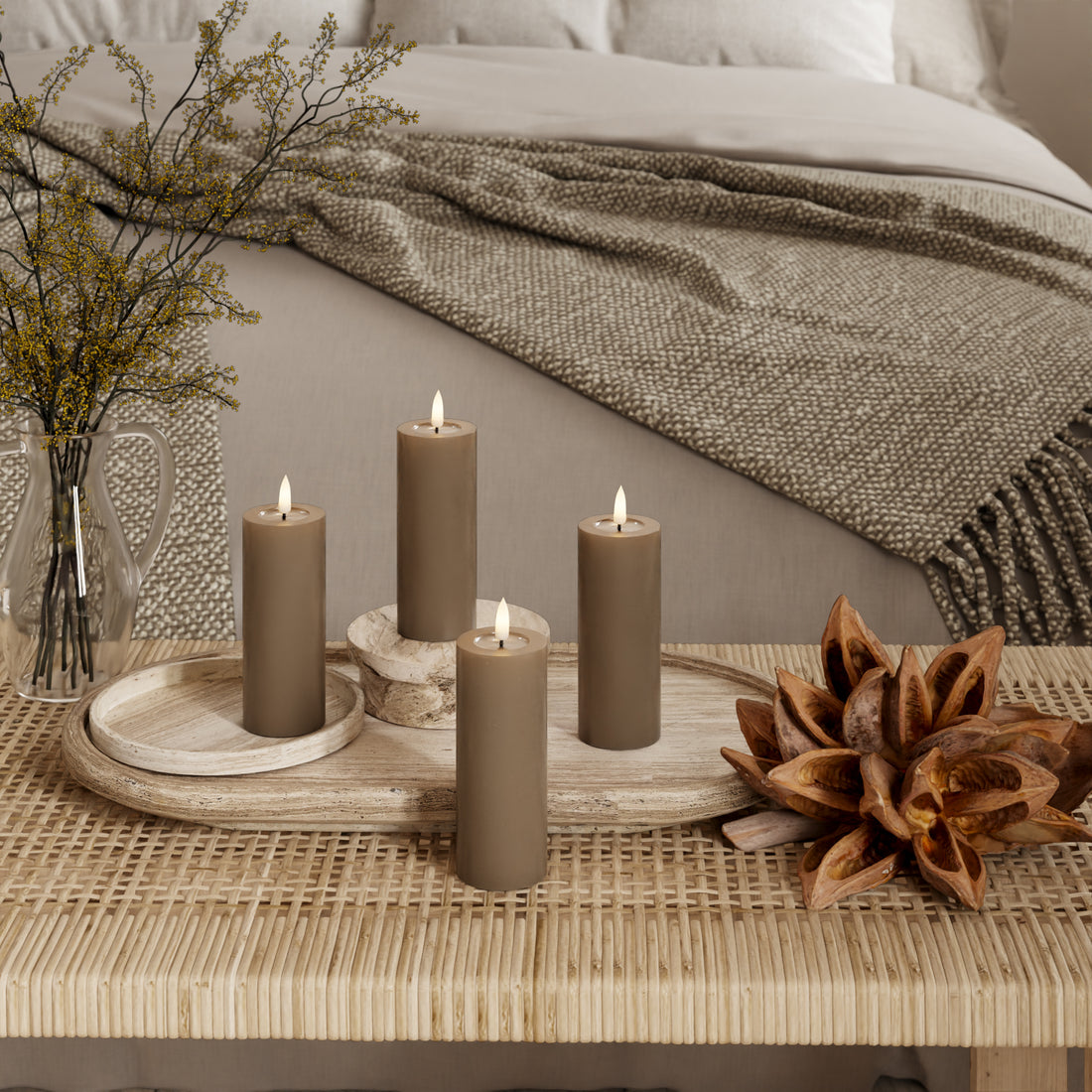 LED -ploki tuled Ø 5 x 12,5 cm Karamell - 4 tk