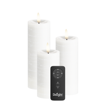 LED Pillar candle Pack of 3, Ø 5 x 10/12.5/15 cm White