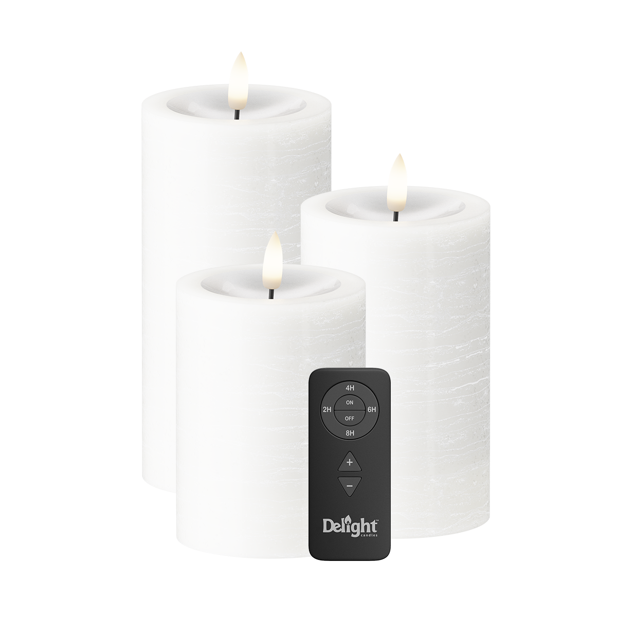 LED Pillar candle Pack of 3, Ø 7.5 x 10/12.5/15 cm White