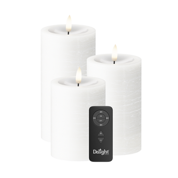 LED Pillar candle Pack of 3, Ø 7.5 x 10/12.5/15 cm White