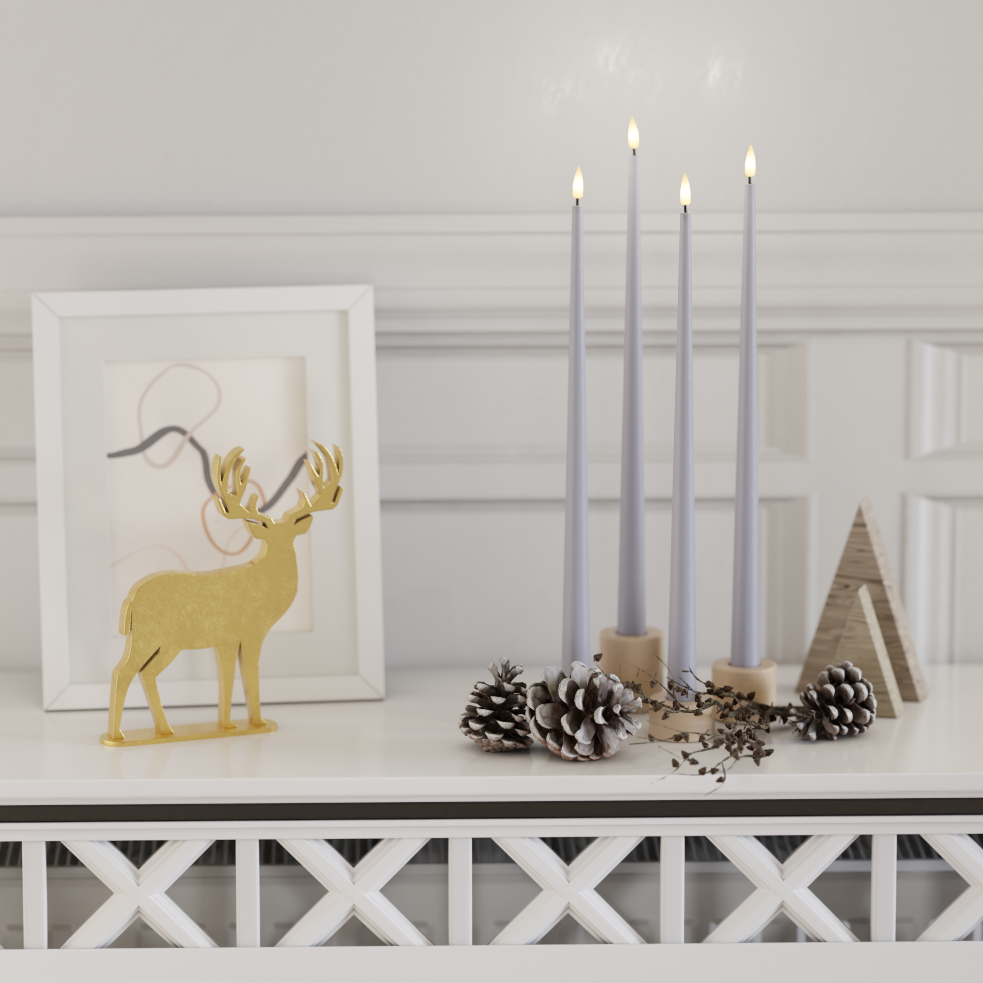 Deluxe Homeart LED Shiny Dinner candle package - Dusty Blue - 4 pieces 38 cm 2