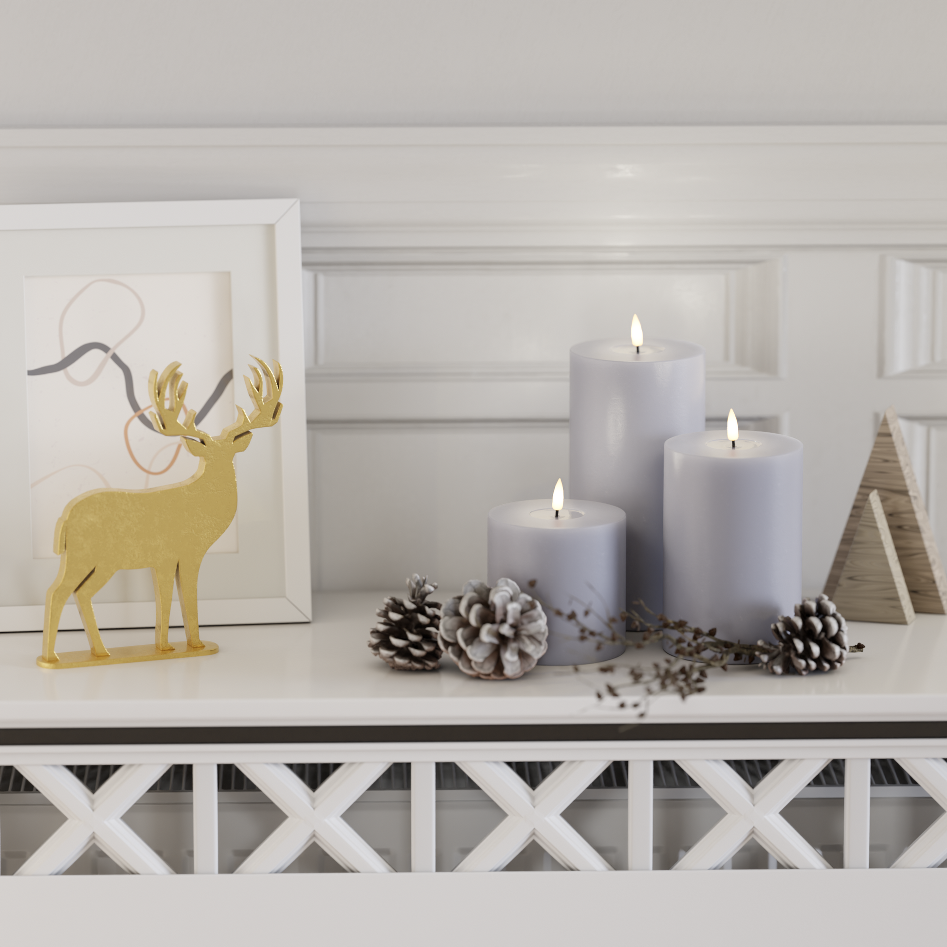 Deluxe Homeart LED Pillar candle package - Dusty Blue - 10 x 10, 15 & 20 cm 2