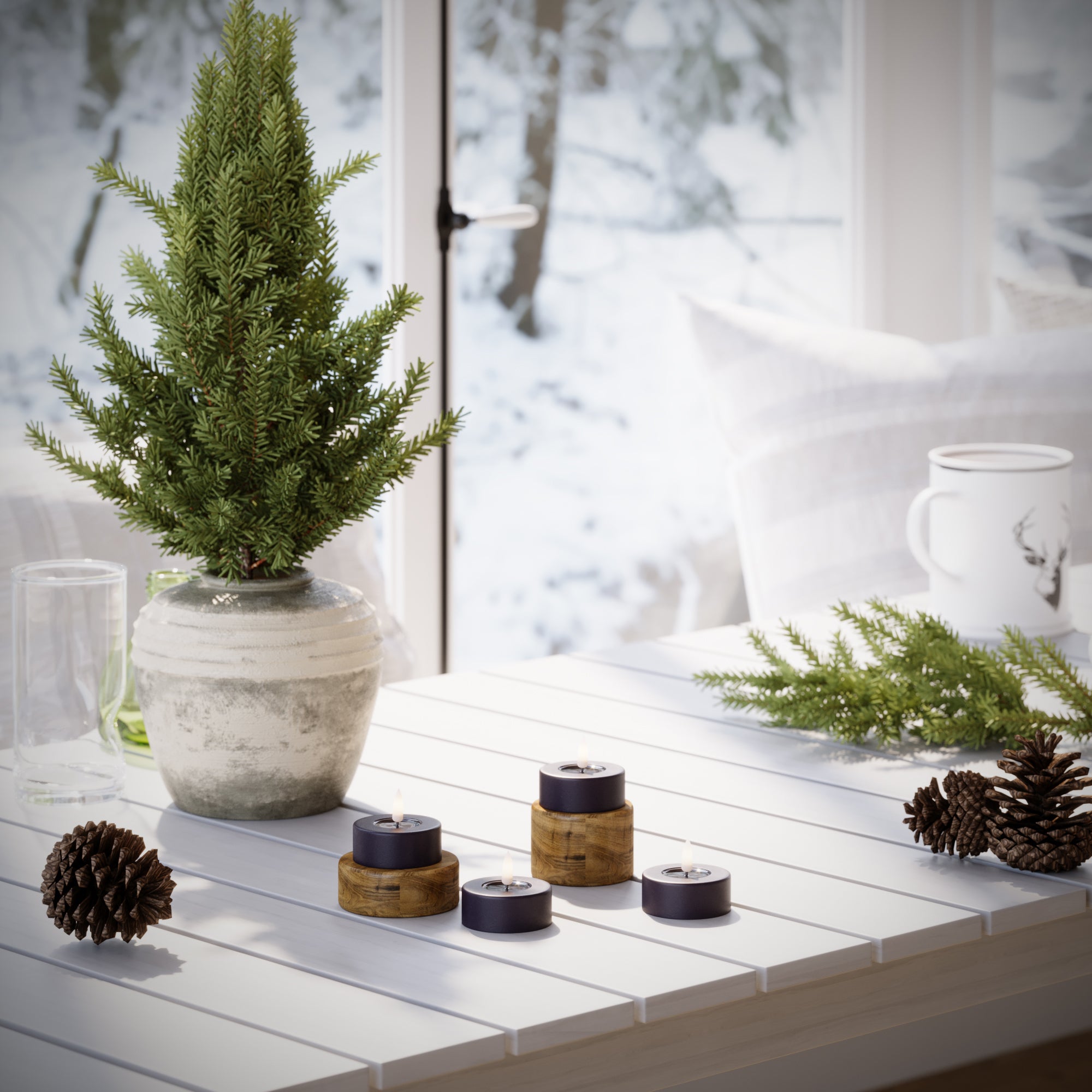 LED Jumbo Tealight candle Dark Purple - 4 pcs