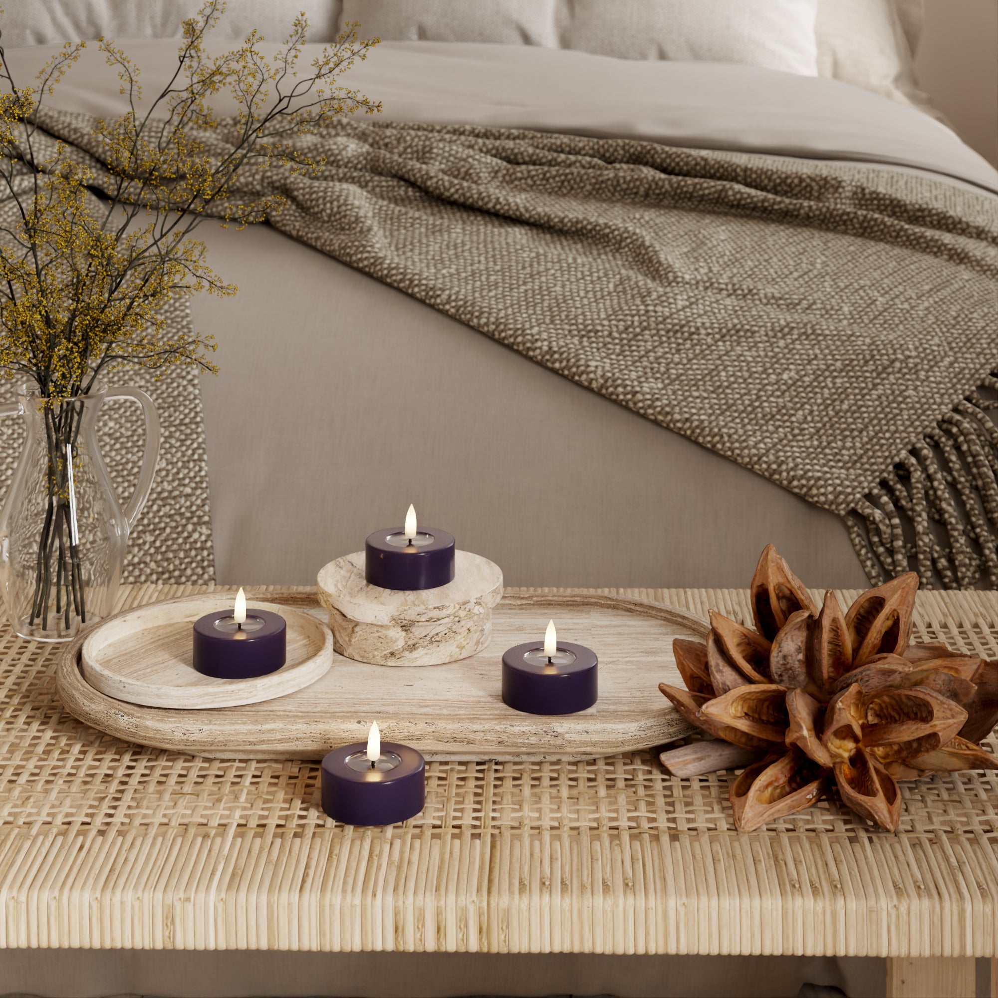 LED Jumbo Tealight candle Dark Purple - 4 pcs