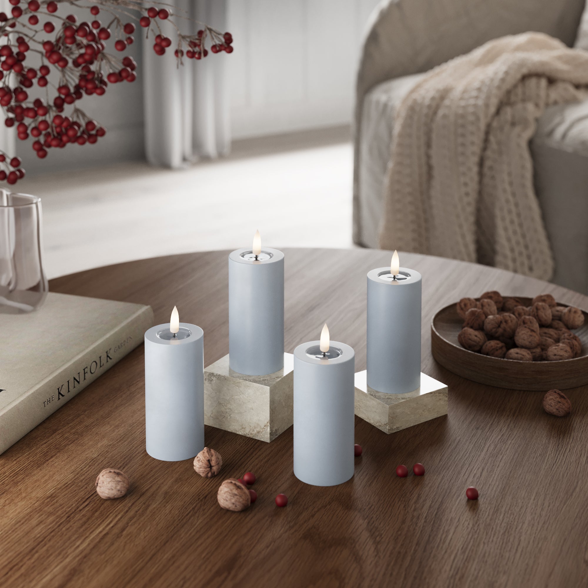 Světla bloku LED Ø 5 x 10 cm Zaprášená modrá - 4 ks