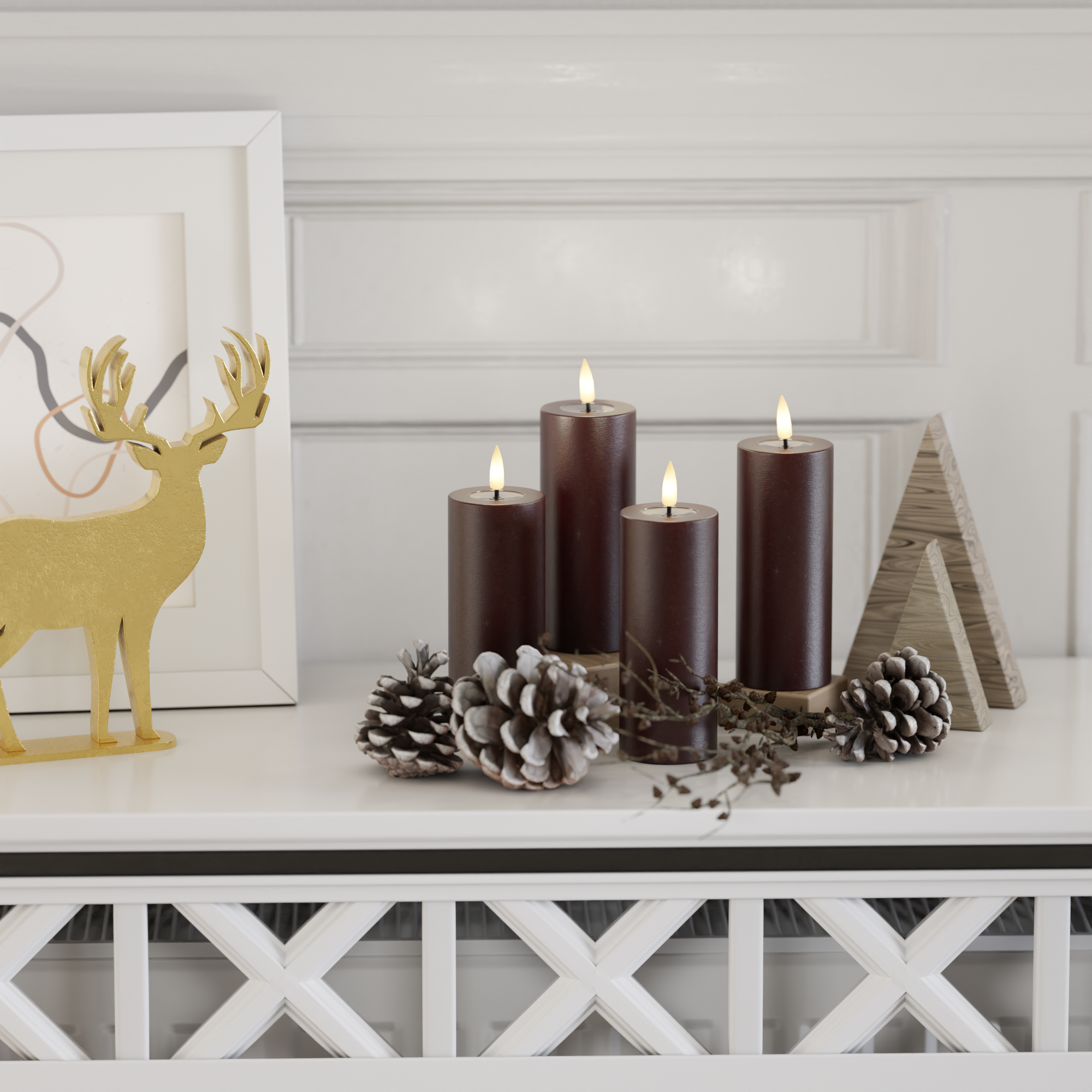 Deluxe Homeart Burgundy Pillar candle package 4 x ø 5 x 12.5 2