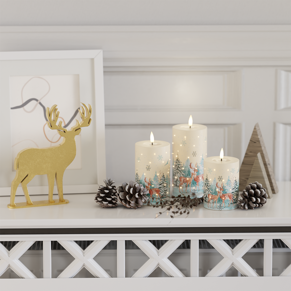 Deluxe Homeart LED-vokslys gaveæske med julemotiv Jul 2