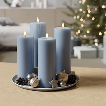 Deluxe Homeart LED Pillar candle package - Ice Blue - 4 pieces 7.5 x 20 1