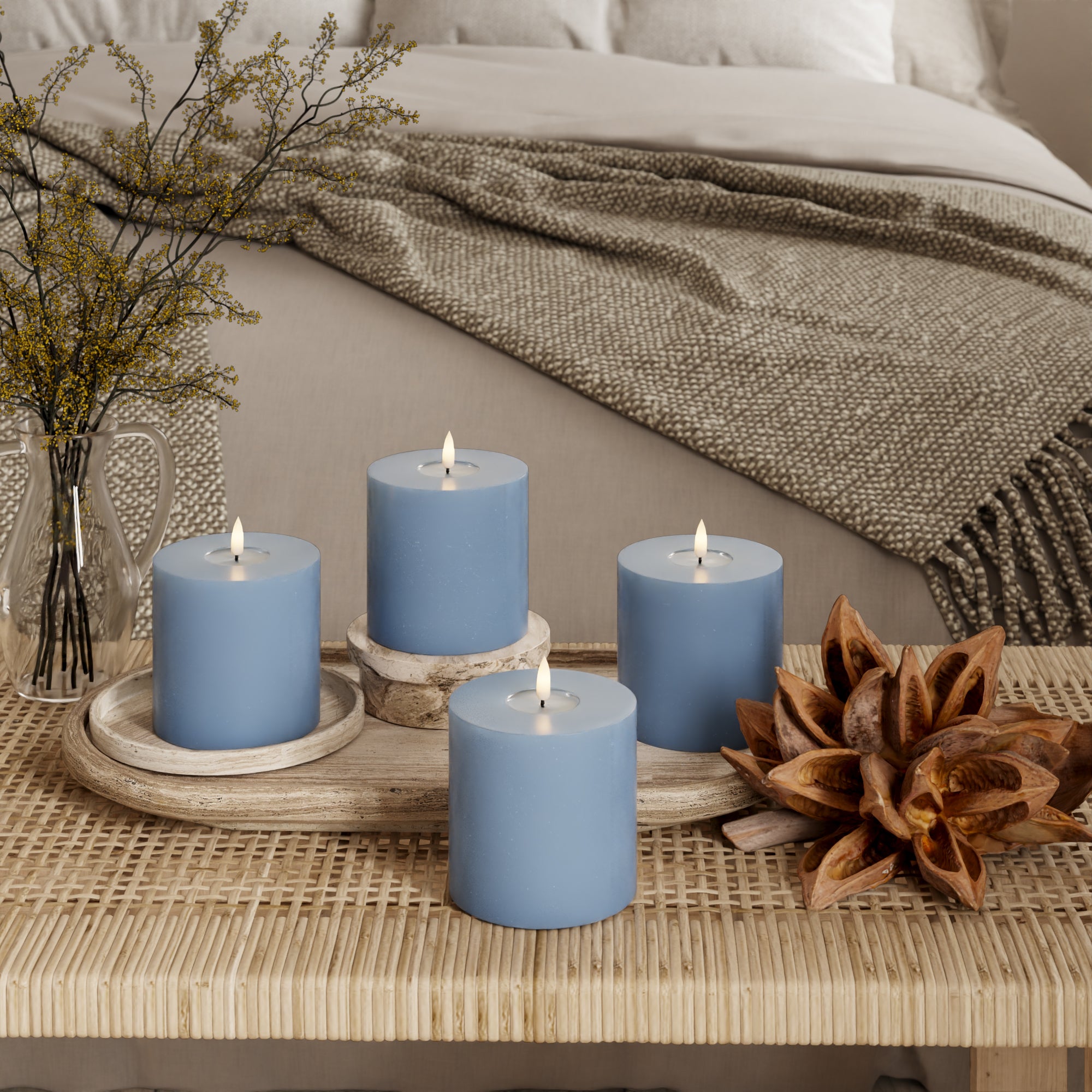 LED Pillar candle Ø 10 x 10 cm Ice Blue - 4 pcs