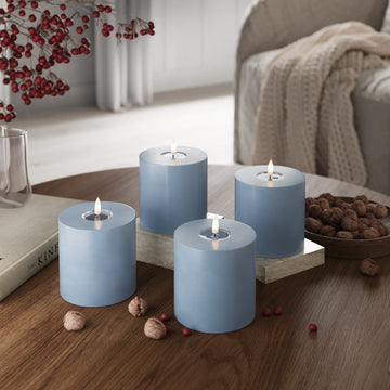 LED Pillar candle Ø 10 x 10 cm Ice Blue - 4 pcs