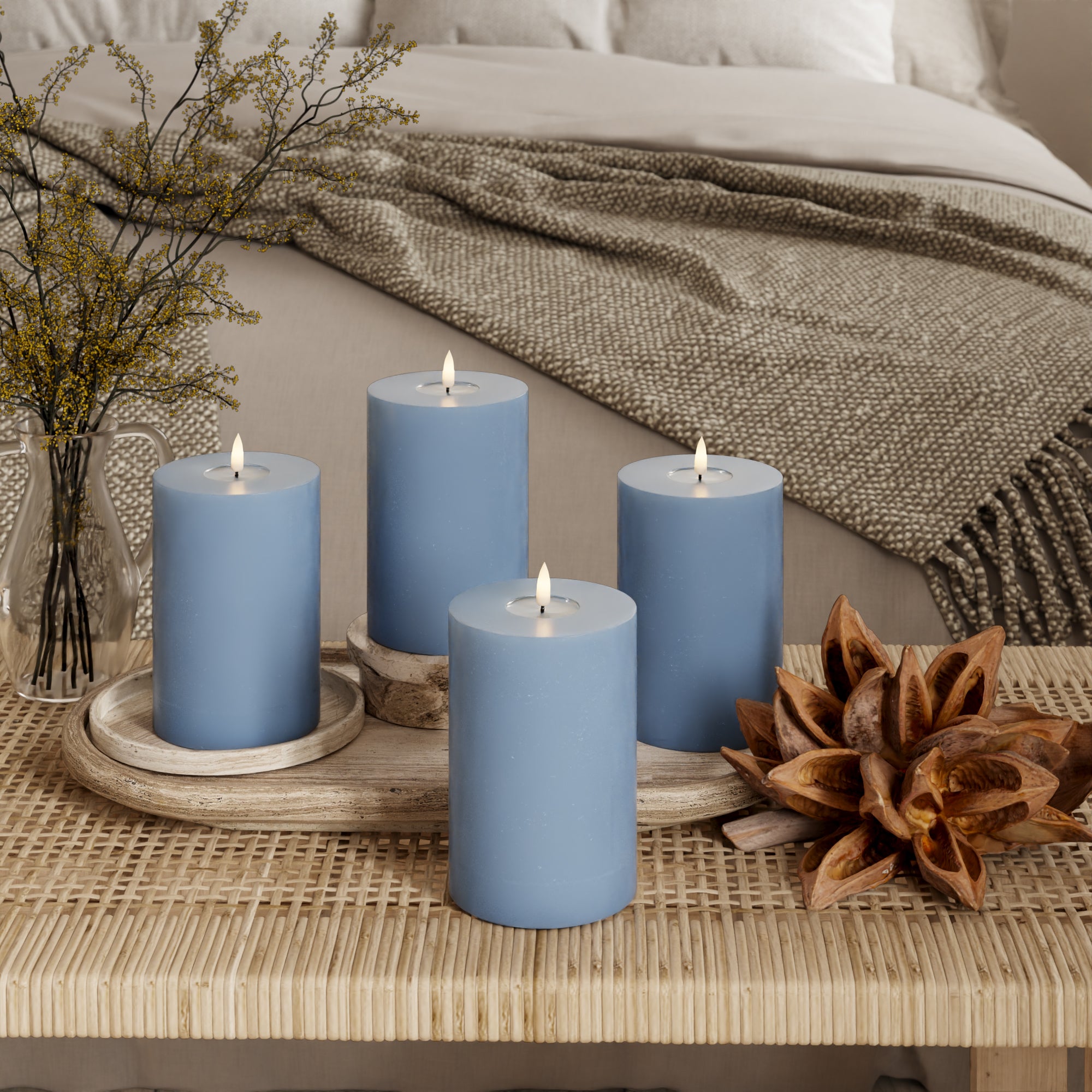 LED Pillar candle Ø 10 x 15 cm Ice Blue - 4 pcs