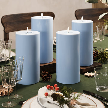 LED Blockljus Ø 10 x 20 cm Isblå - 4 st