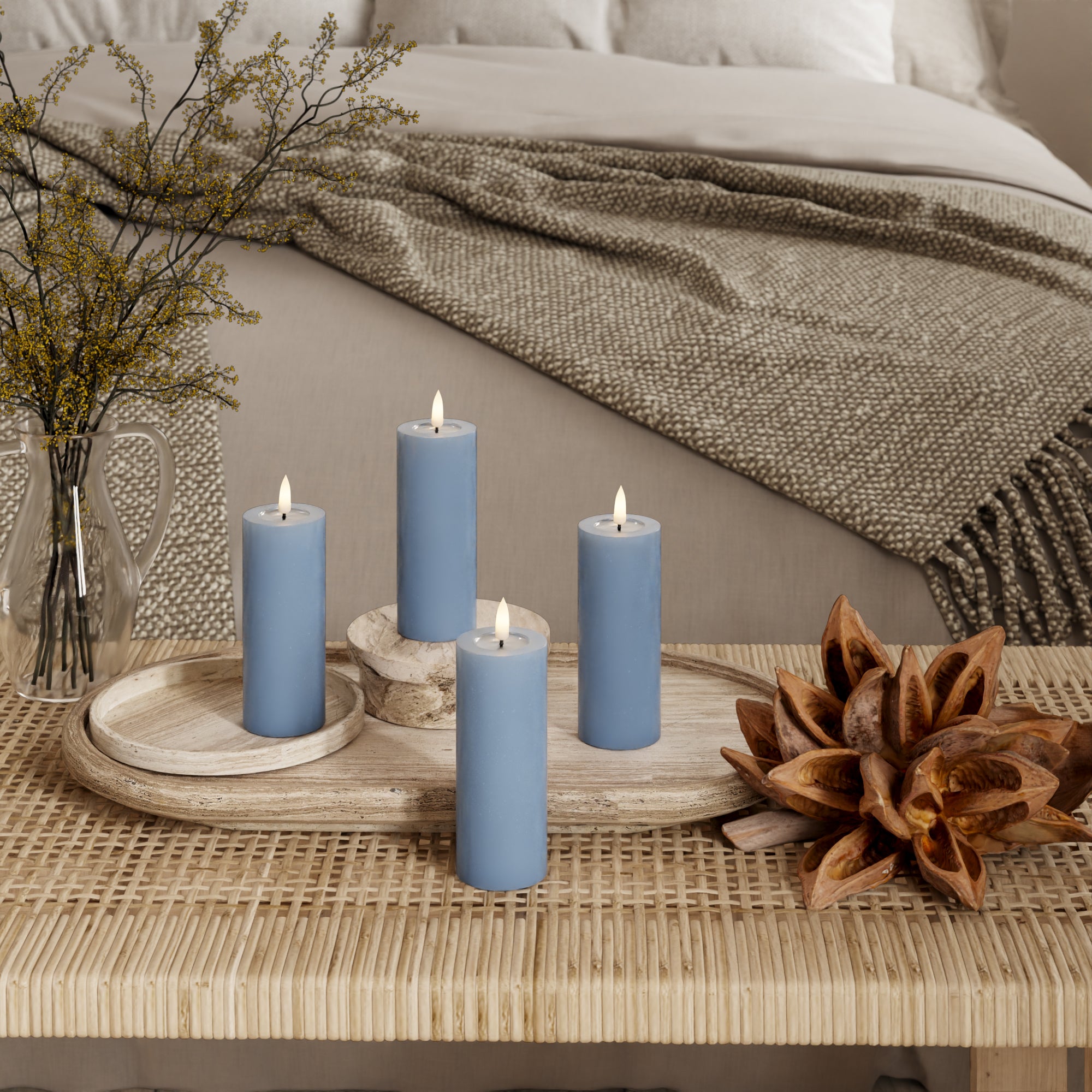 LED Blokklys Ø 5 x 12,5 cm Isblå - 4 stk