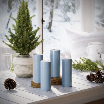 LED Pillar candle Ø 7.5 x 20 cm Ice Blue - 4 pcs