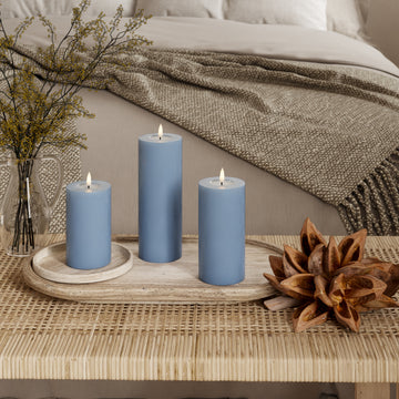 LED Pillar candle Ø 7.5 x 12.5 + 15 + 20 Ice Blue