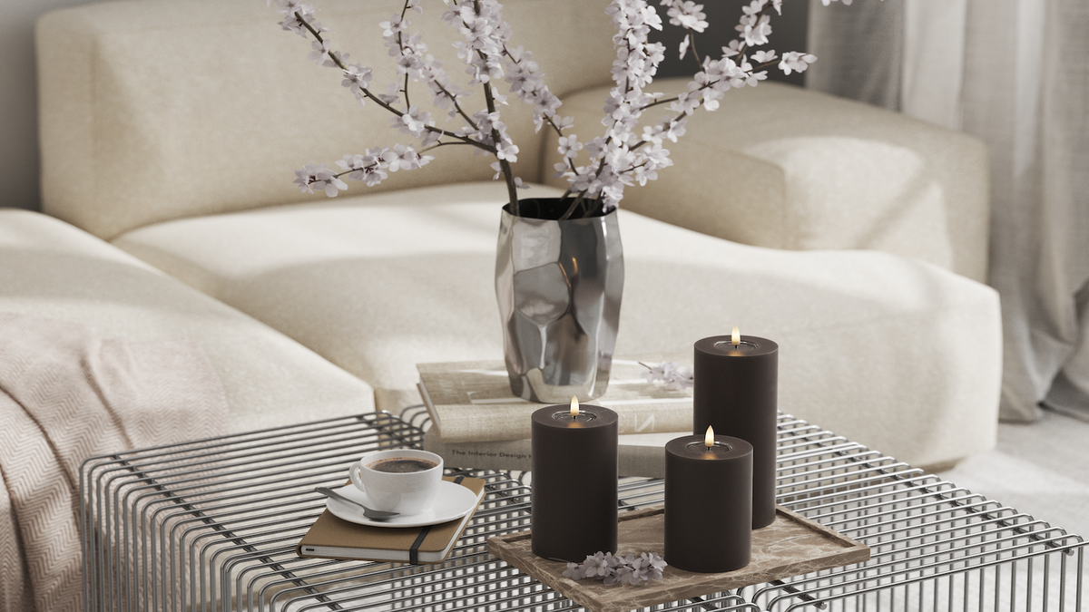 LED Blokker lys med naturtro LED flamme