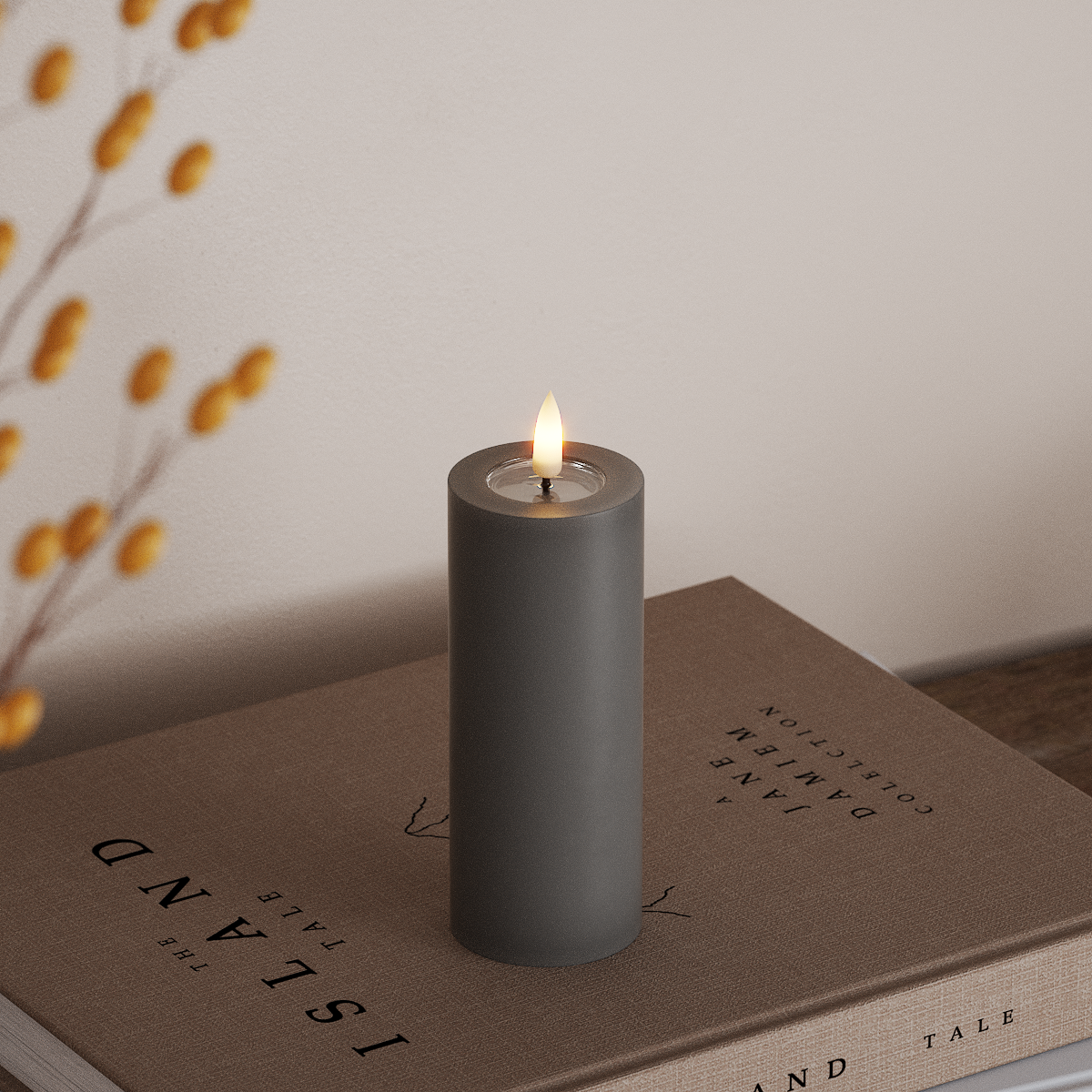 Deluxe Homeart LED Pillar candle Ø 5 x 12.5 cm Gray LED Pillar candle 3