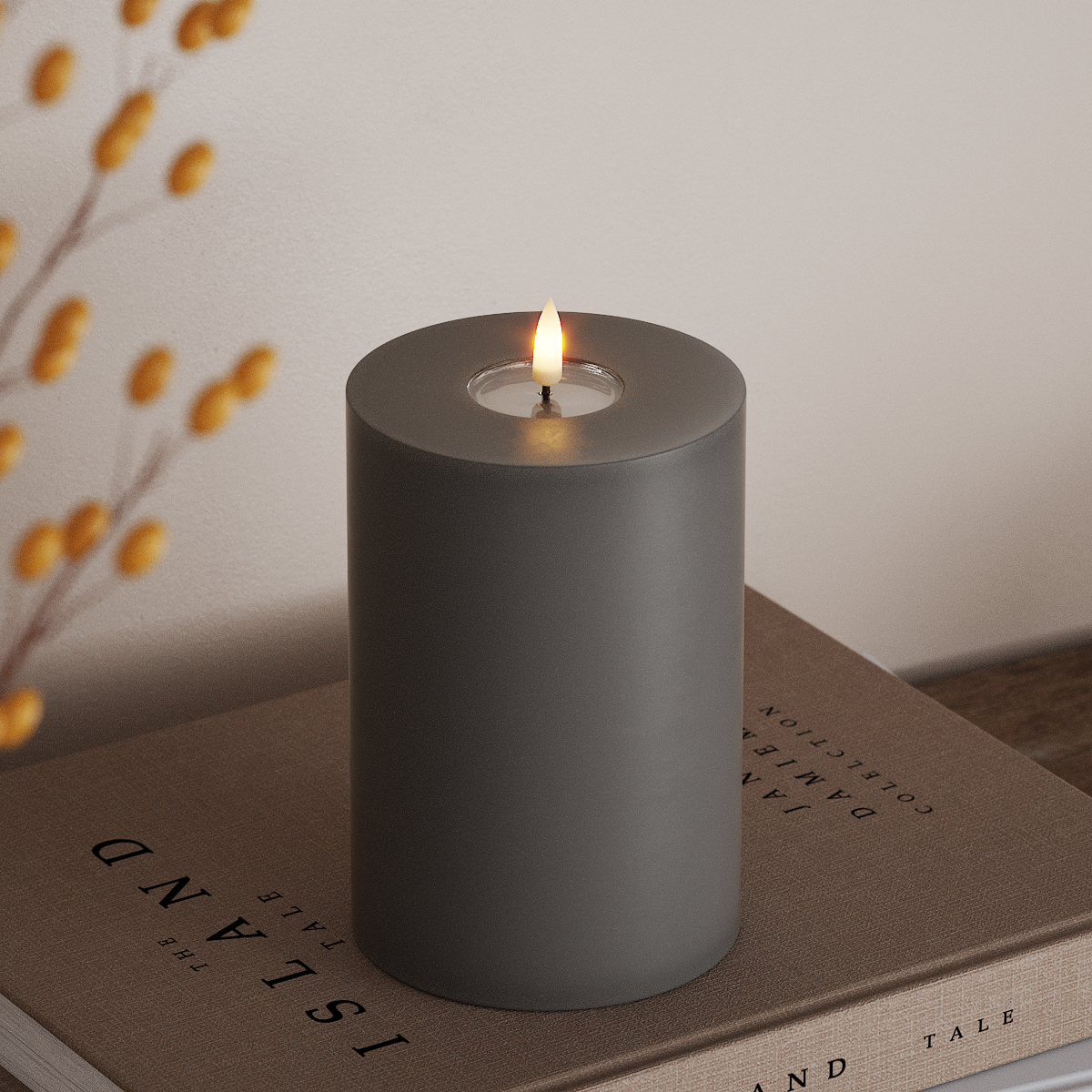 Deluxe Homeart LED Pillar candle Ø 10 x 15 cm Gray LED Pillar candle 3
