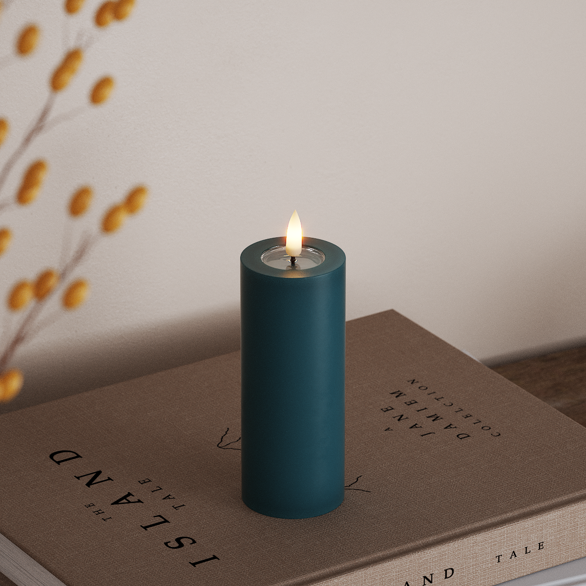 Deluxe Homeart LED Pillar candle Ø 5 x 12.5 cm Petroleum LED Pillar candle 3