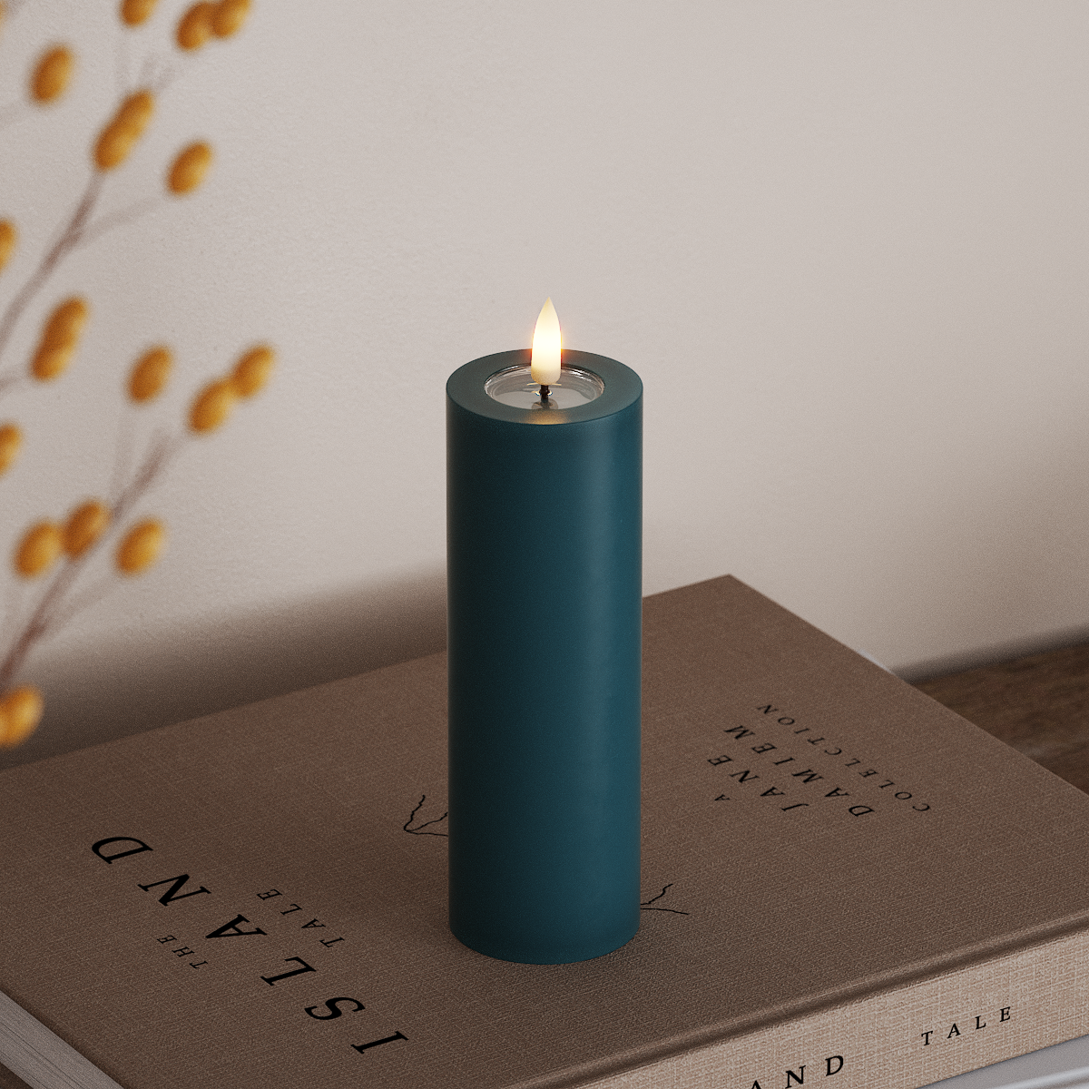 Deluxe Homeart Φωτιστικό μπλοκ LED Ø 5 x 15 cm Πετρόλ Φως μπλοκ LED 3