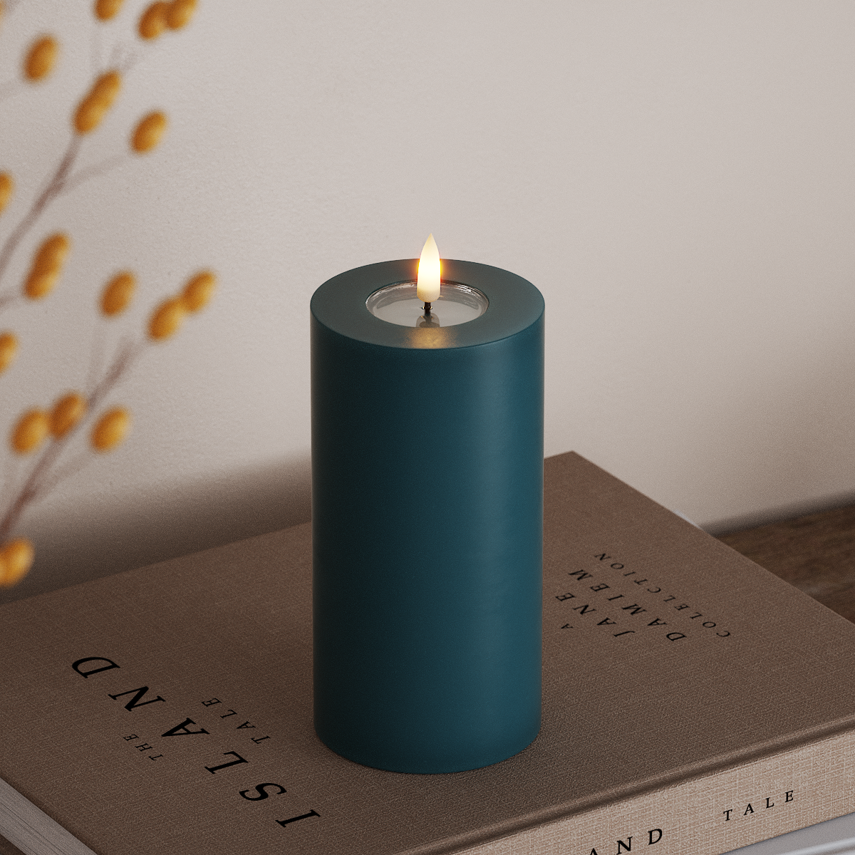 Deluxe Homeart LED Pillar candle Ø 7.5 x 15 cm Petroleum LED Pillar candle 3