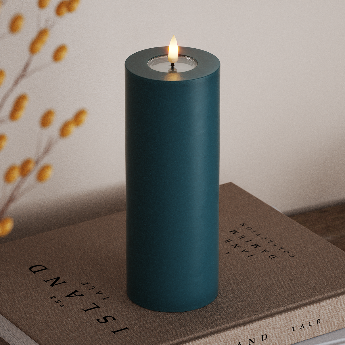 Deluxe Homeart LED Pillar candle Ø 7.5 x 20 cm Petroleum LED Pillar candle 3