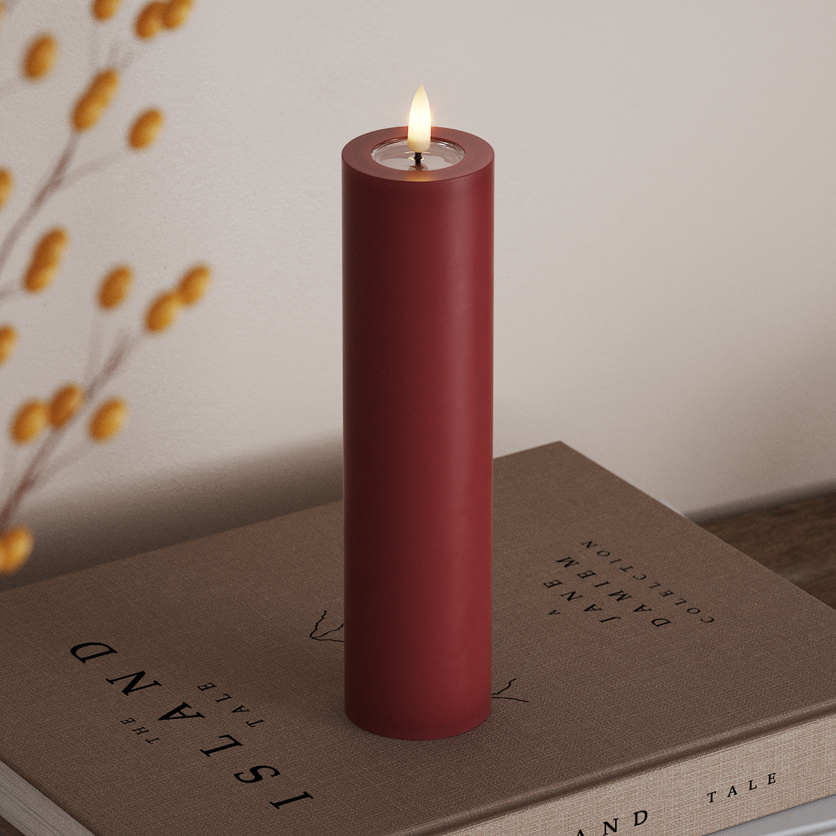 Deluxe Homeart LED Pillar candle Ø 5 x 20 cm Bordeaux LED Pillar candle 3