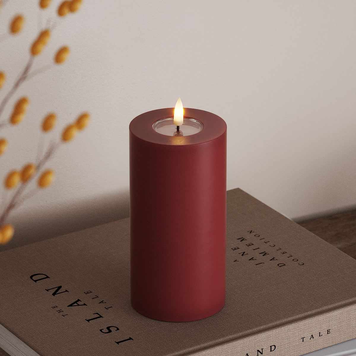 Deluxe Homeart LED Pillar candle Ø 7.5 x 15 cm Bordeaux LED Pillar candle 3