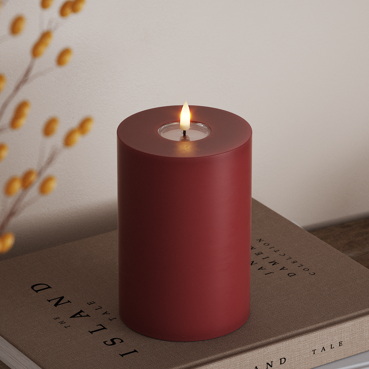 Deluxe Homeart LED Pillar candle Ø 10 x 15 cm Bordeaux LED Pillar candle 3