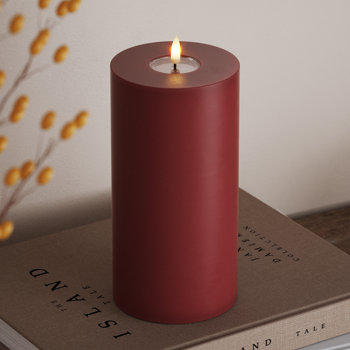 Deluxe Homeart LED Pillar candle Ø 10 x 20 cm Bordeaux LED Pillar candle 3