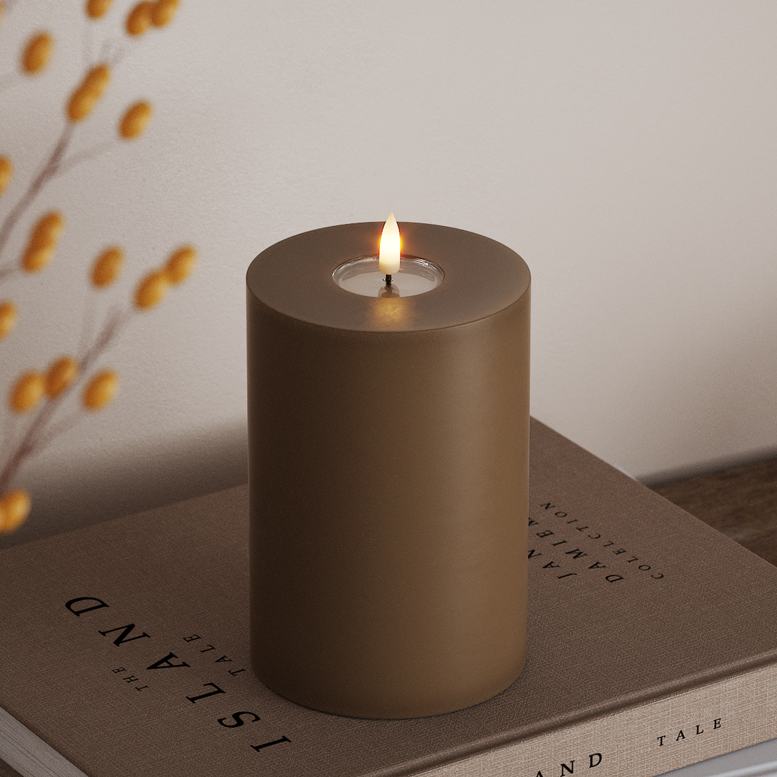 Deluxe Homeart LED Pillar candle Ø 10 x 15 cm Caramel LED Pillar candle 4