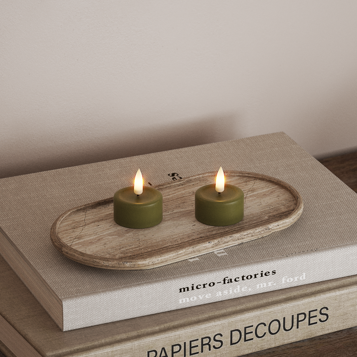 Deluxe Homeart LED Tealight candle 2 pieces Olive Green LED Tealight candle 3