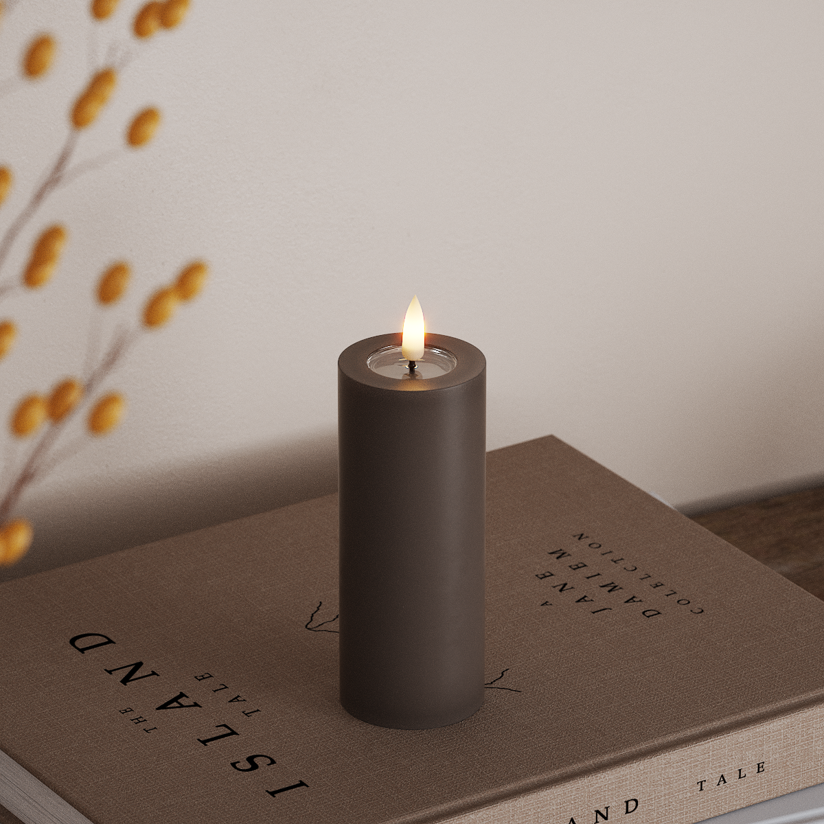 Deluxe Homeart LED Pillar candle Ø 5 x 12.5 cm Mocha LED Pillar candle 3