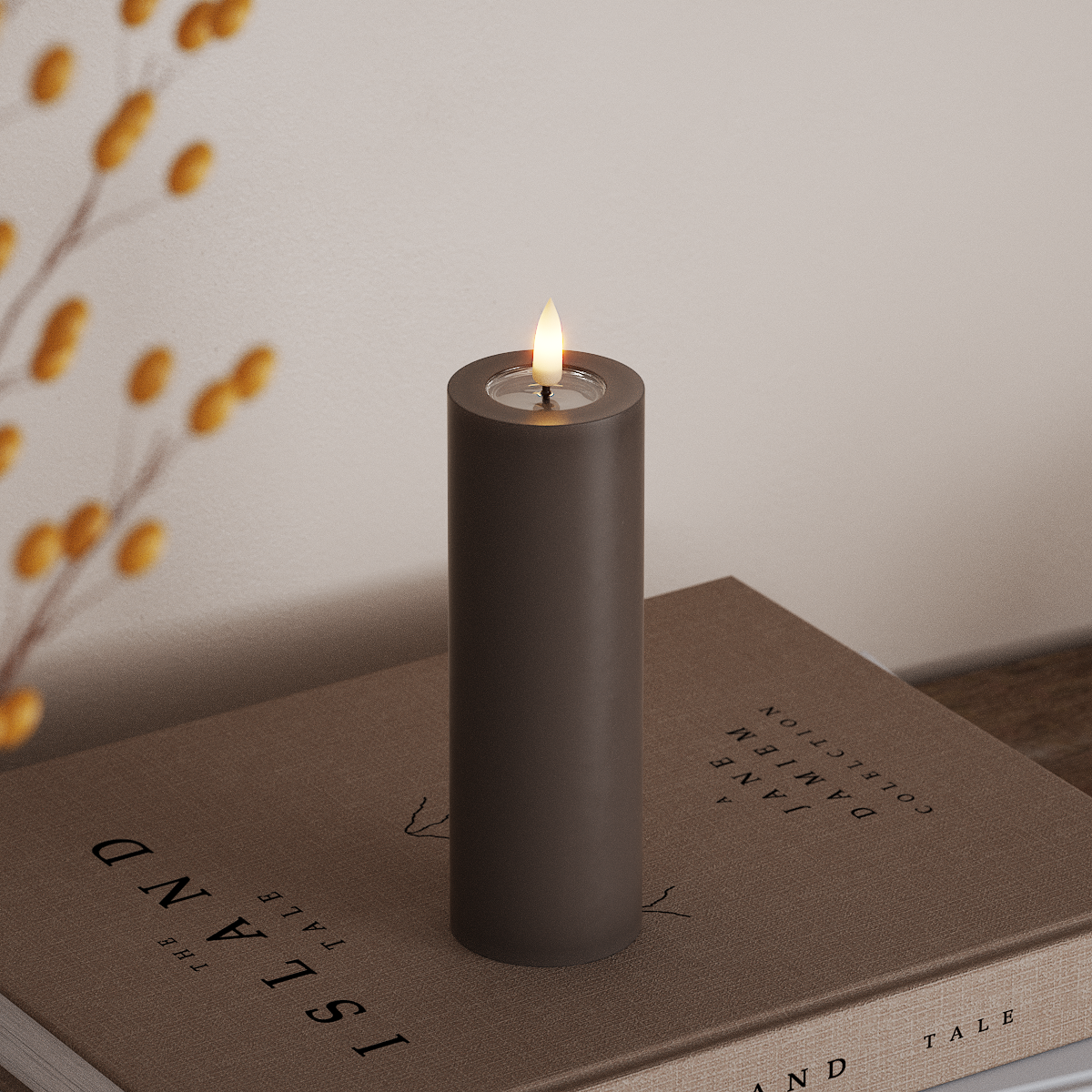 Deluxe Homeart LED Pillar candle Ø 5 x 15 cm Mocha LED Pillar candle 3