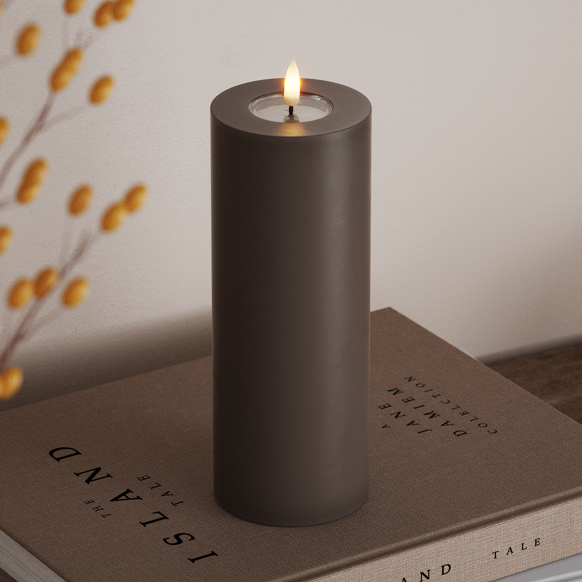 Deluxe Homeart LED Pillar candle Ø 7.5 x 20 cm Mocha LED Pillar candle 3