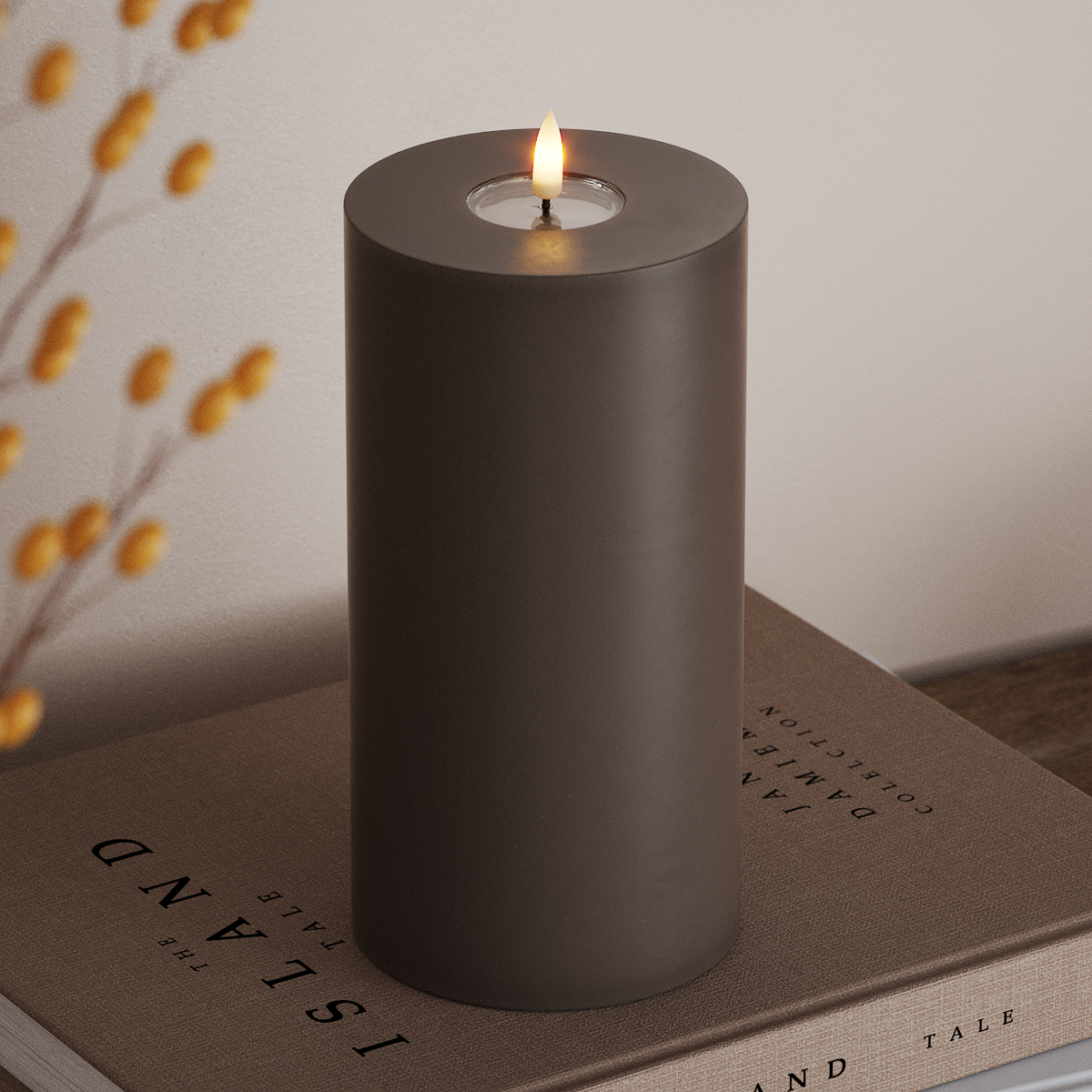 Deluxe Homeart LED Pillar candle Ø 10 x 20 cm Mocha LED Pillar candle 3