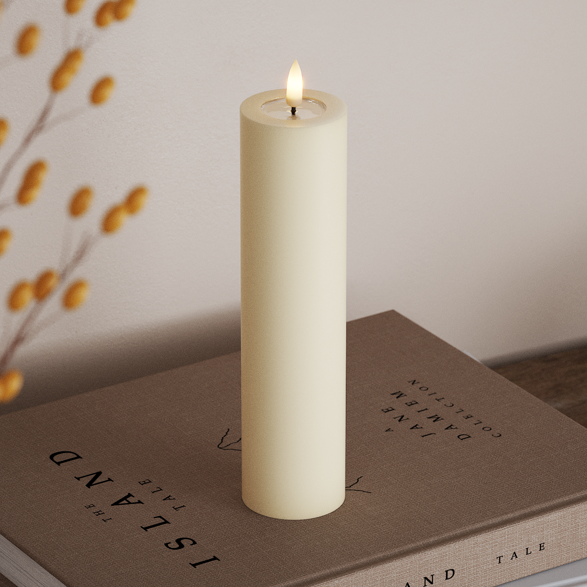 Deluxe Homeart LED Pillar candle Ø 5 x 20 cm Cream LED Pillar candle 3