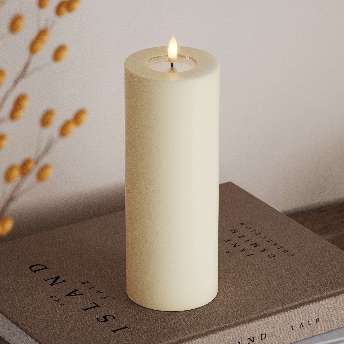 Deluxe Homeart LED Pillar candle Ø 7.5 x 20 cm Cream LED Pillar candle 3
