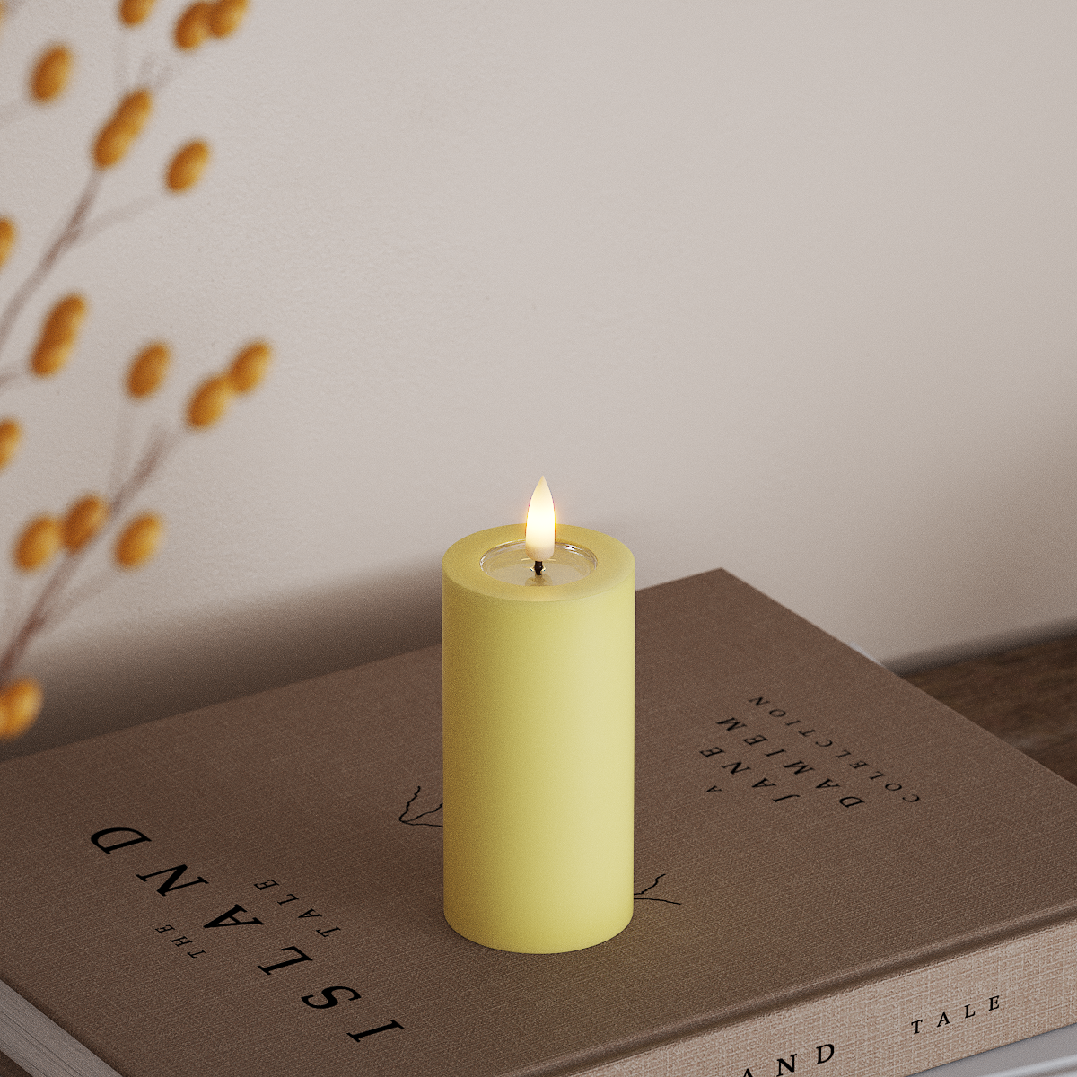 Deluxe Homeart LED Pillar candle Ø 5 x 10 cm Light Yellow LED Pillar candle 3