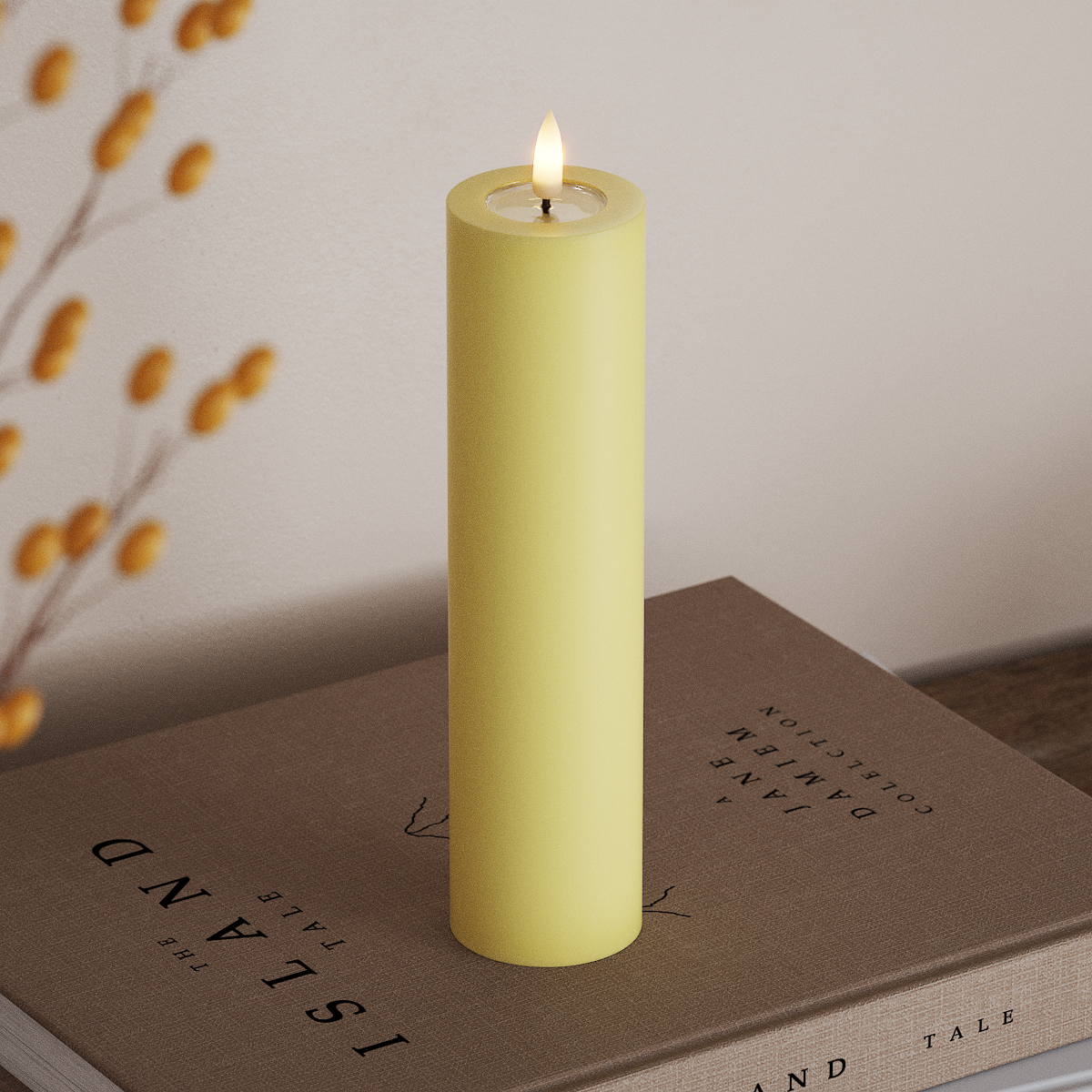 Deluxe Homeart LED Pillar candle Ø 5 x 20 cm Light Yellow LED Pillar candle 3