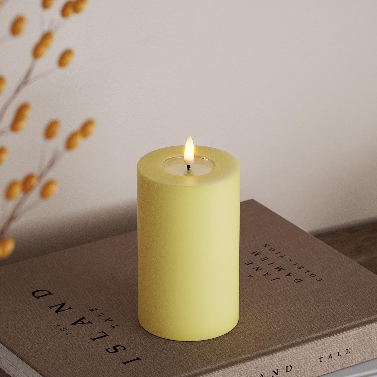 Deluxe Homeart LED Pillar candle Ø 7.5 x 12.5 cm Light Yellow LED Pillar candle 3